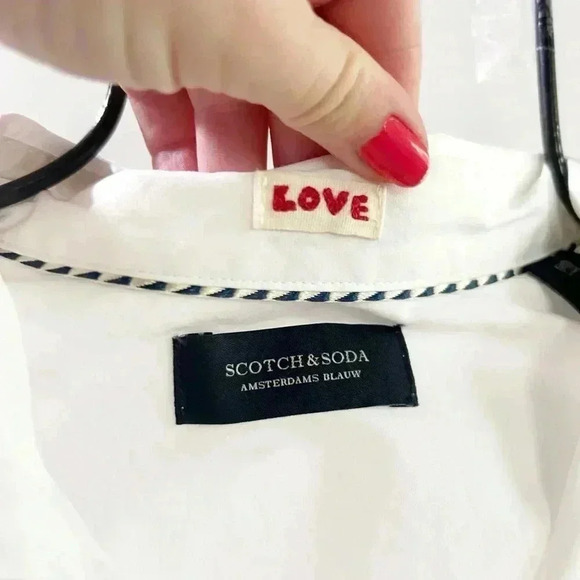 Scotch & soda white belted tie front blouse small - Picture 3 of 6